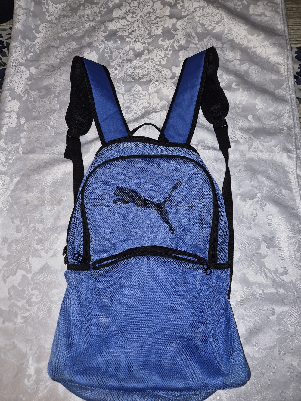 Puma Blue and Black Mesh Backpack